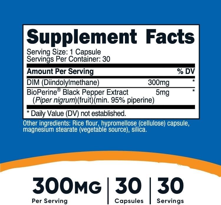 Nutricost DIM Diindolylmethane 300MG, 30 Capsules – Exp 02/28+