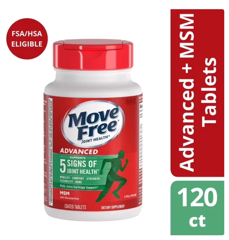 Schiff Move Free Joint Health Advanced MSM With Glucosamine Coated Tablets 120