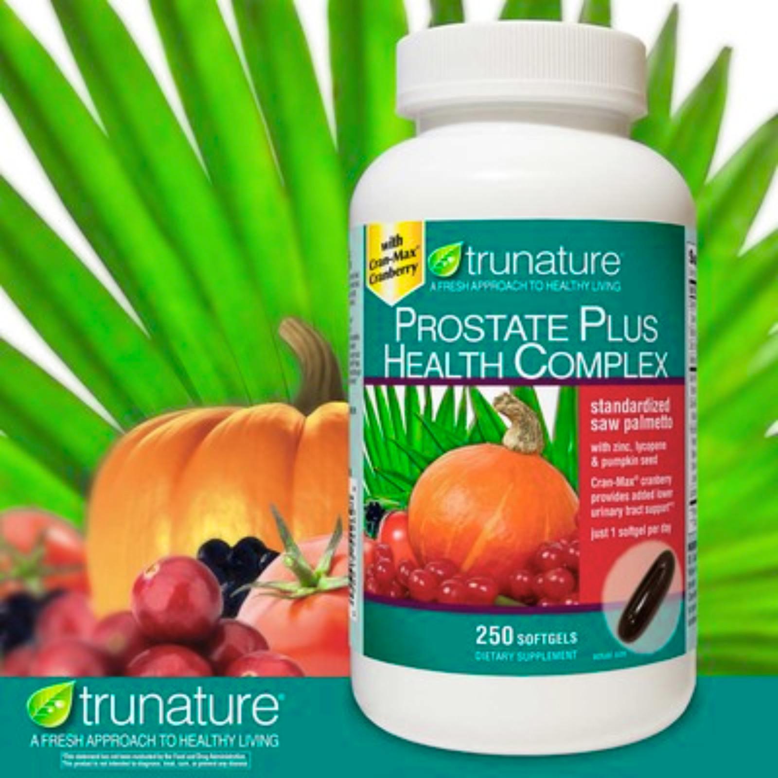 Pack of 2-trunature Prostate Plus Health Complex, 250 Softgels with Saw Palmento