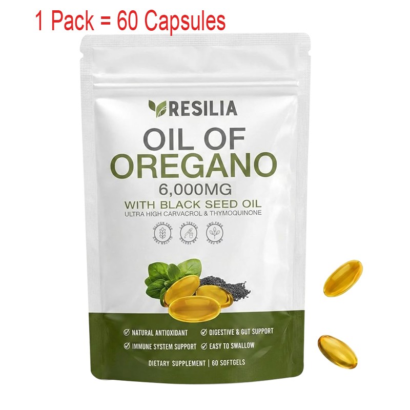 Resilia Oil of Oregano 6000mg with Black Seed Oil Softgels – 60 Capsules