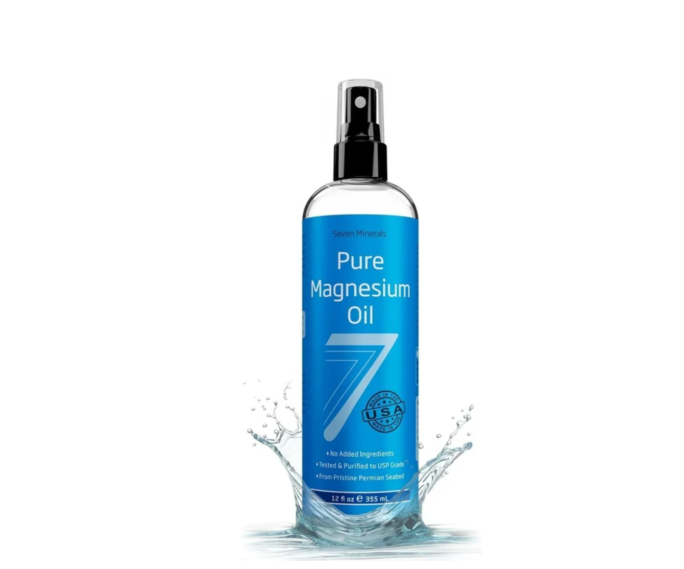 Pure Magnesium Oil Spray 12 fl oz (355 ml) USP GRADE Seven Minerals BRAND NEW