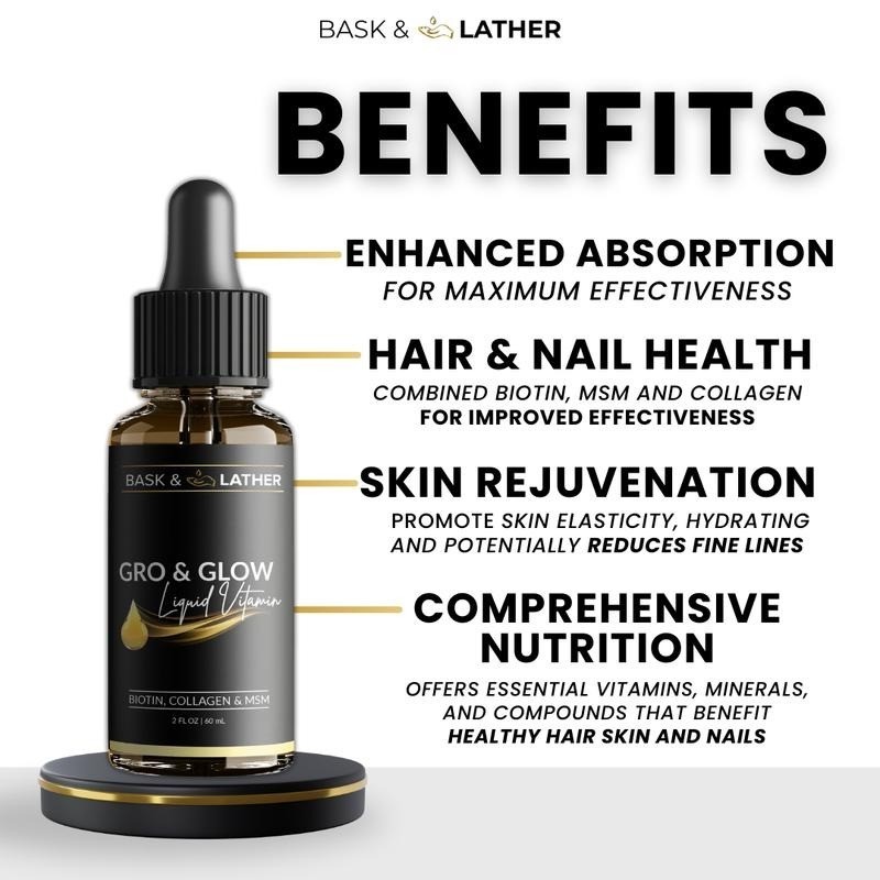 Cherry Liquid Wellness Drops Biotin Collagen MSM Daily Hair Skin Nail Support