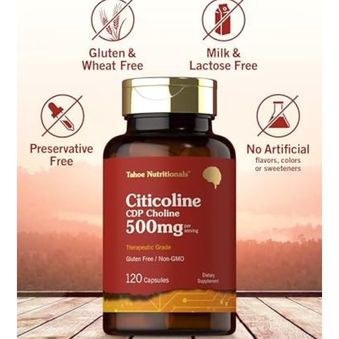 Citicoline 500mg | 120 Capsules | CDP Choline Supplement | by Tahoe Nutritionals