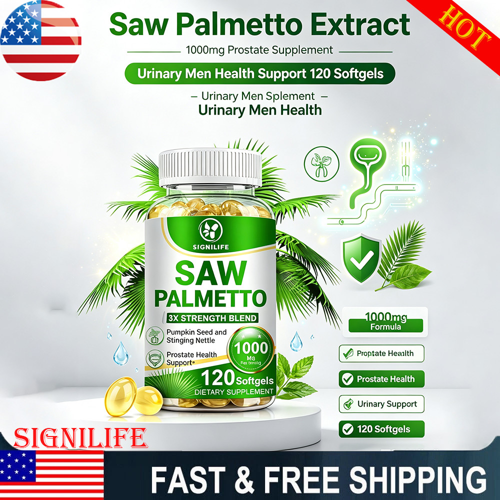 120 Softgels Saw Palmetto Extract 1000mg Prostate Supplement Urinary Men Health