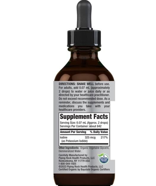 Piping Rock Nascent Iodine Drops Organic | 2 fl oz | 2 Fl Oz (Pack of 1)