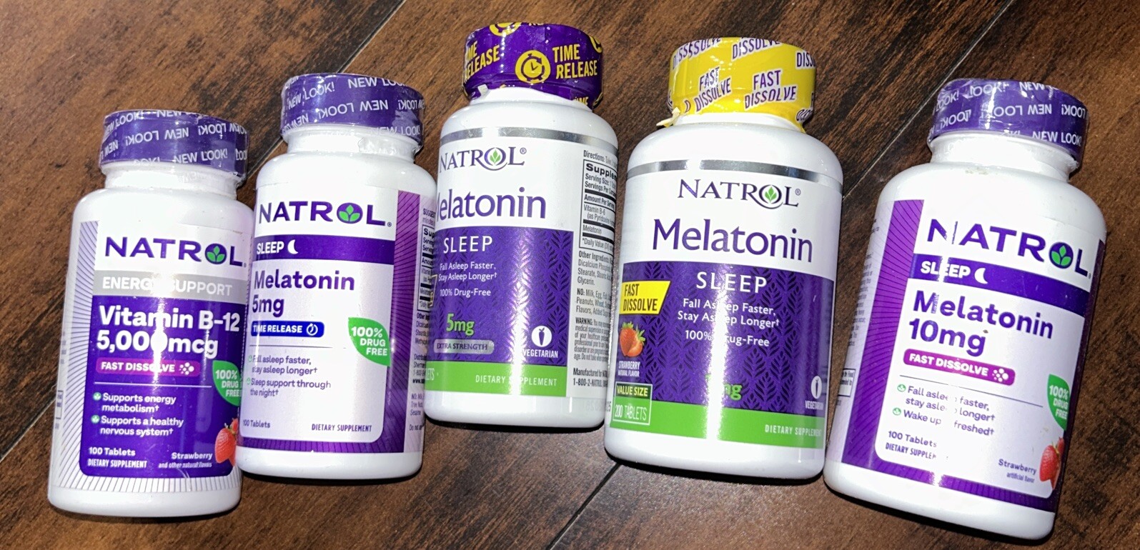NATROL Melatonin 5 Bottles LARGE LOT See Pictures & Read Description 600 Tablets