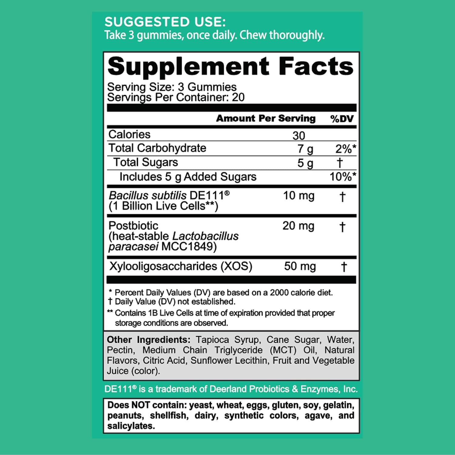 Pre Pro Postbiotic Gummies, 3-in-1 Gut Health Formula, Vegan, 60 Count