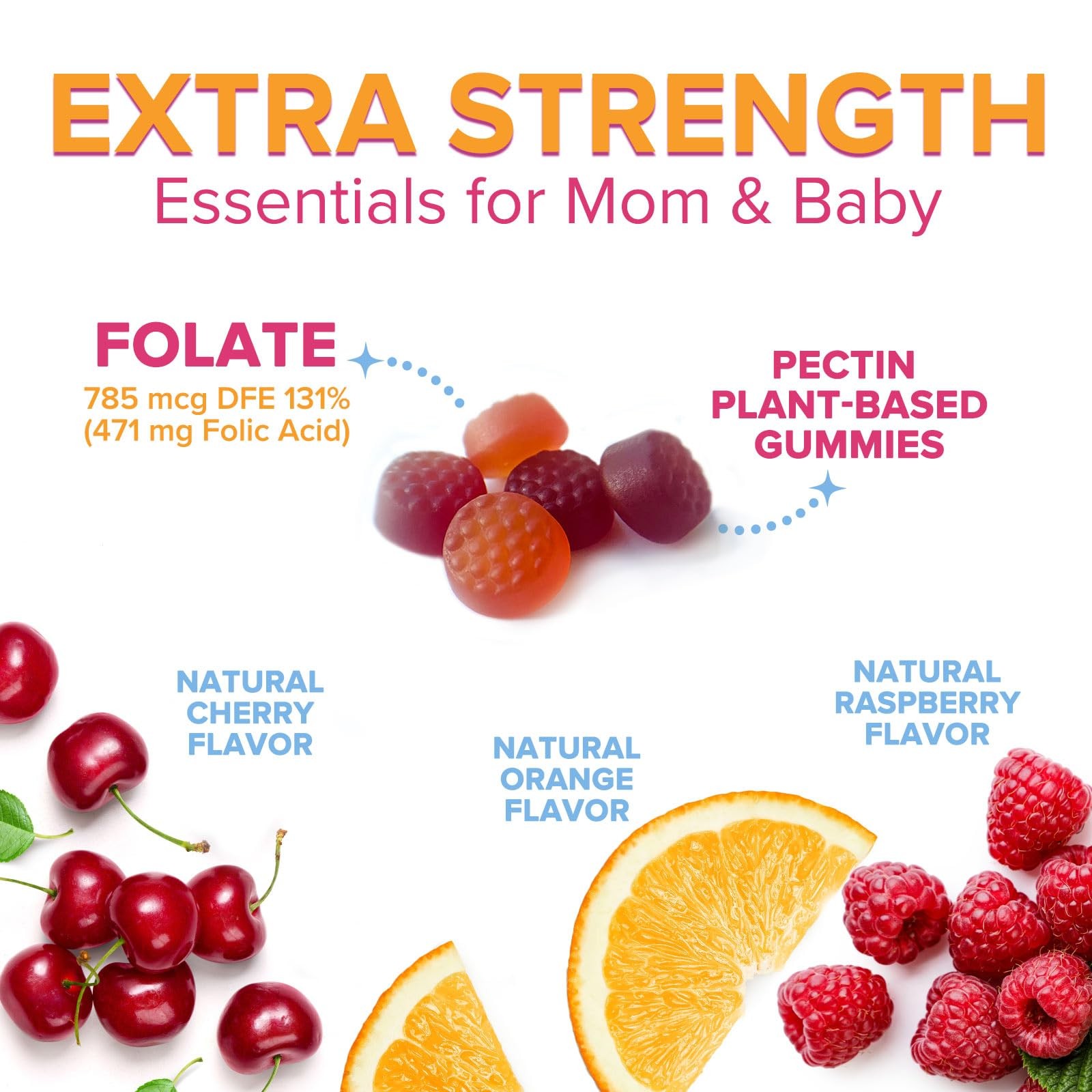 Folic Acid Gummies for Women – Folate 785 mcg Per Gummy 120 Count (Pack of 1)