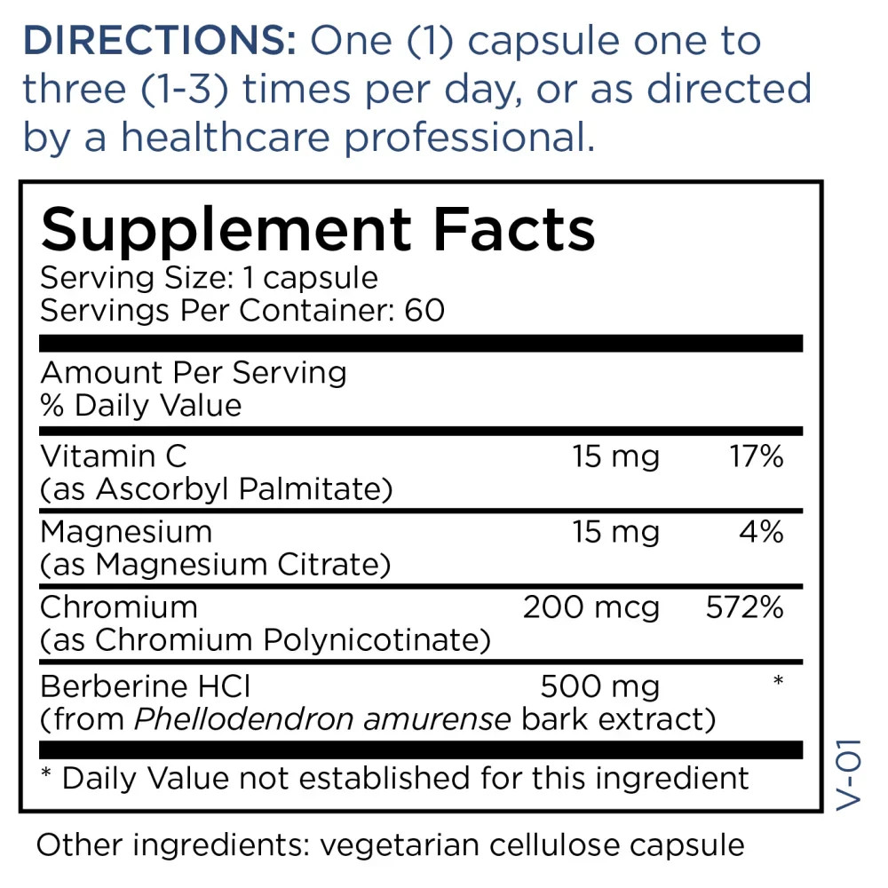 Berberine + Chromium 60 capsules Metabolic Maintenance EXP 05/2027