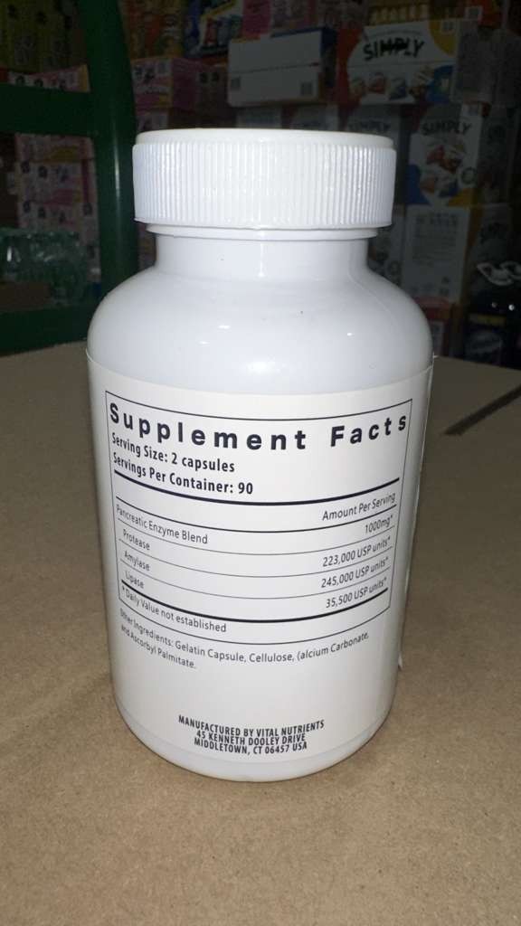 Vital Nutrients Pancreatic Enzymes 180 Capsules Digestive Support – Pack of 2