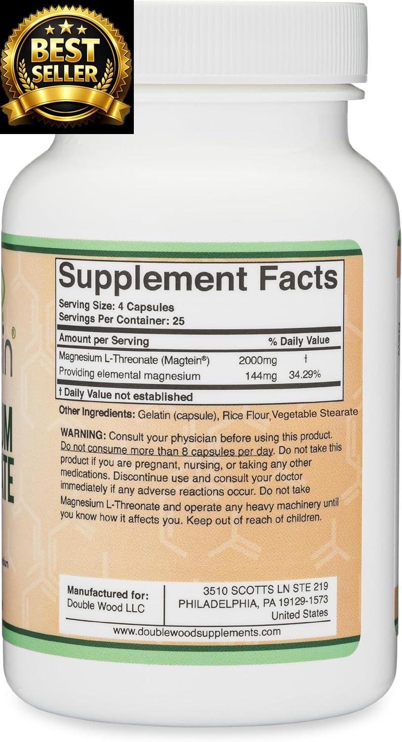 Magnesium L Threonate, Magtein – NSF Certified – Sleep 120 Count (Pack of 1)