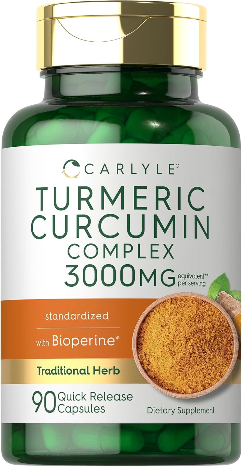 Tumeric Curcumin Max Potency and Ginger Complex 3000 mg, 120 Softgels by Carlyle