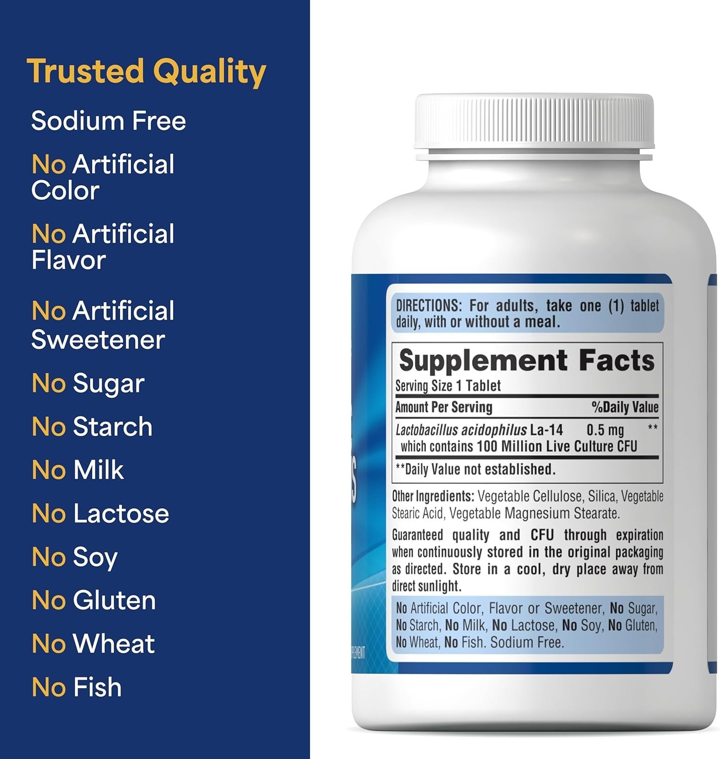 Puritan’s Pride Probiotic Supplement, Acidophilus, 250 Count (Pack of 1)