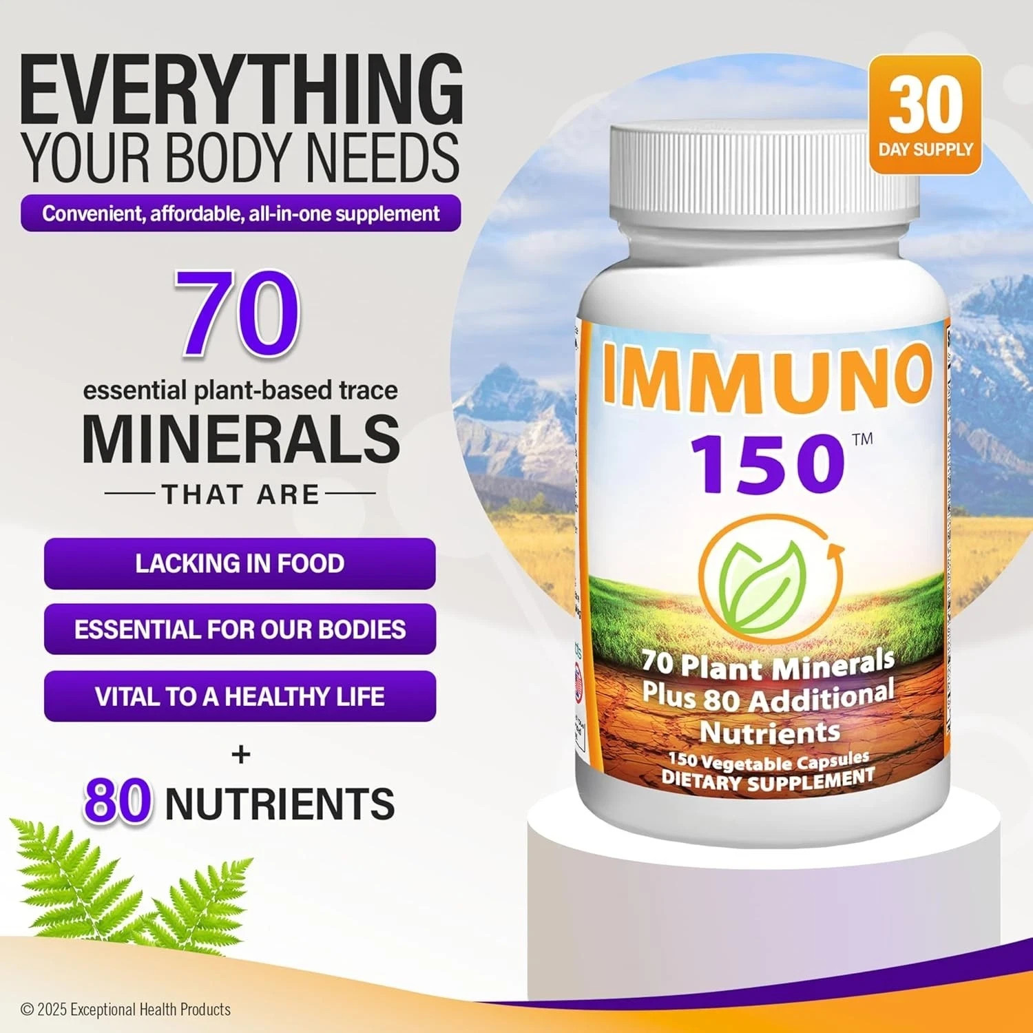 1-3 Pack Immuno 150, Immune Support Supplement, Packed with 70 Plant Minerals
