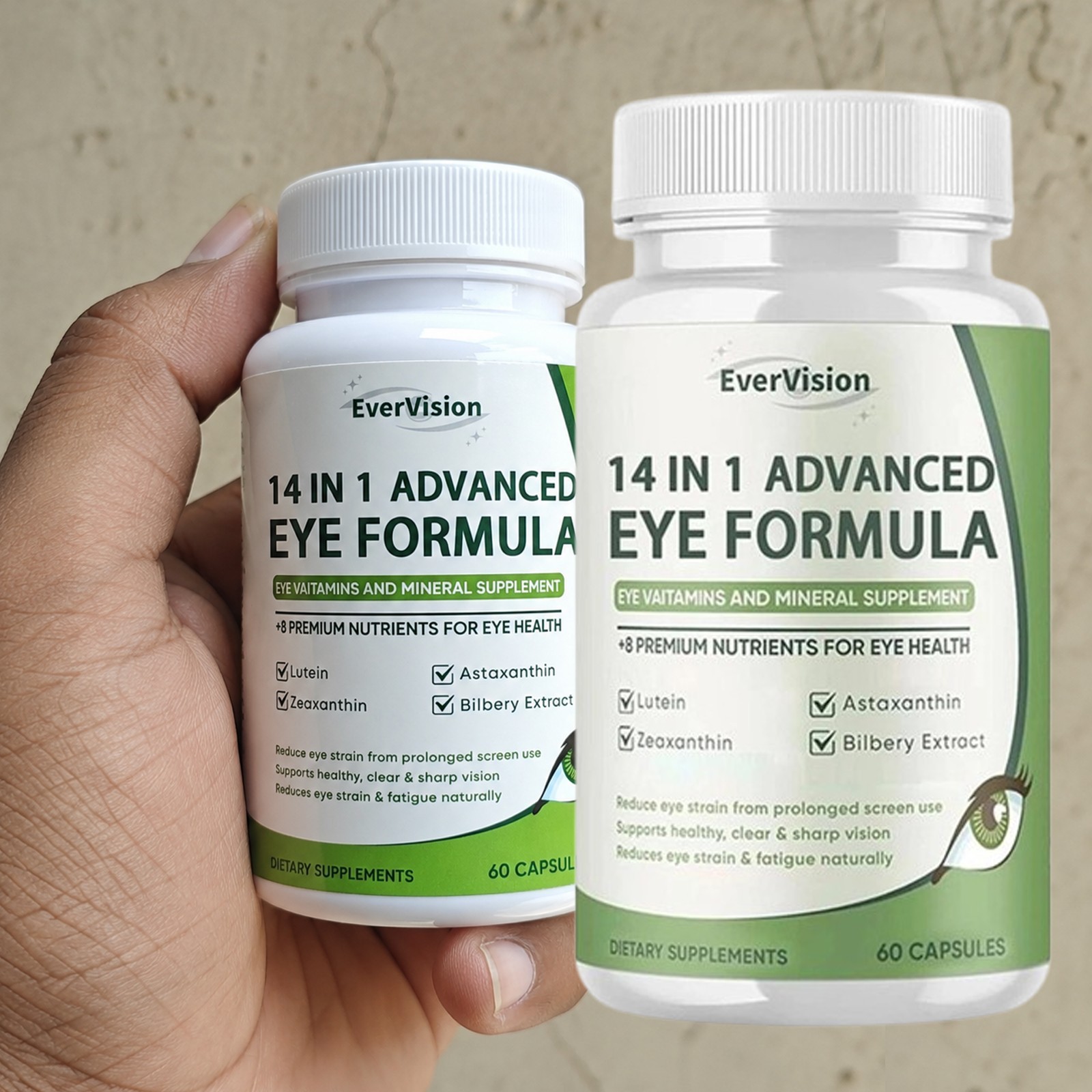 (PACK 5) Evervision Daily Eye Health Advanced Supplement 14 in 1 60 Capsules US