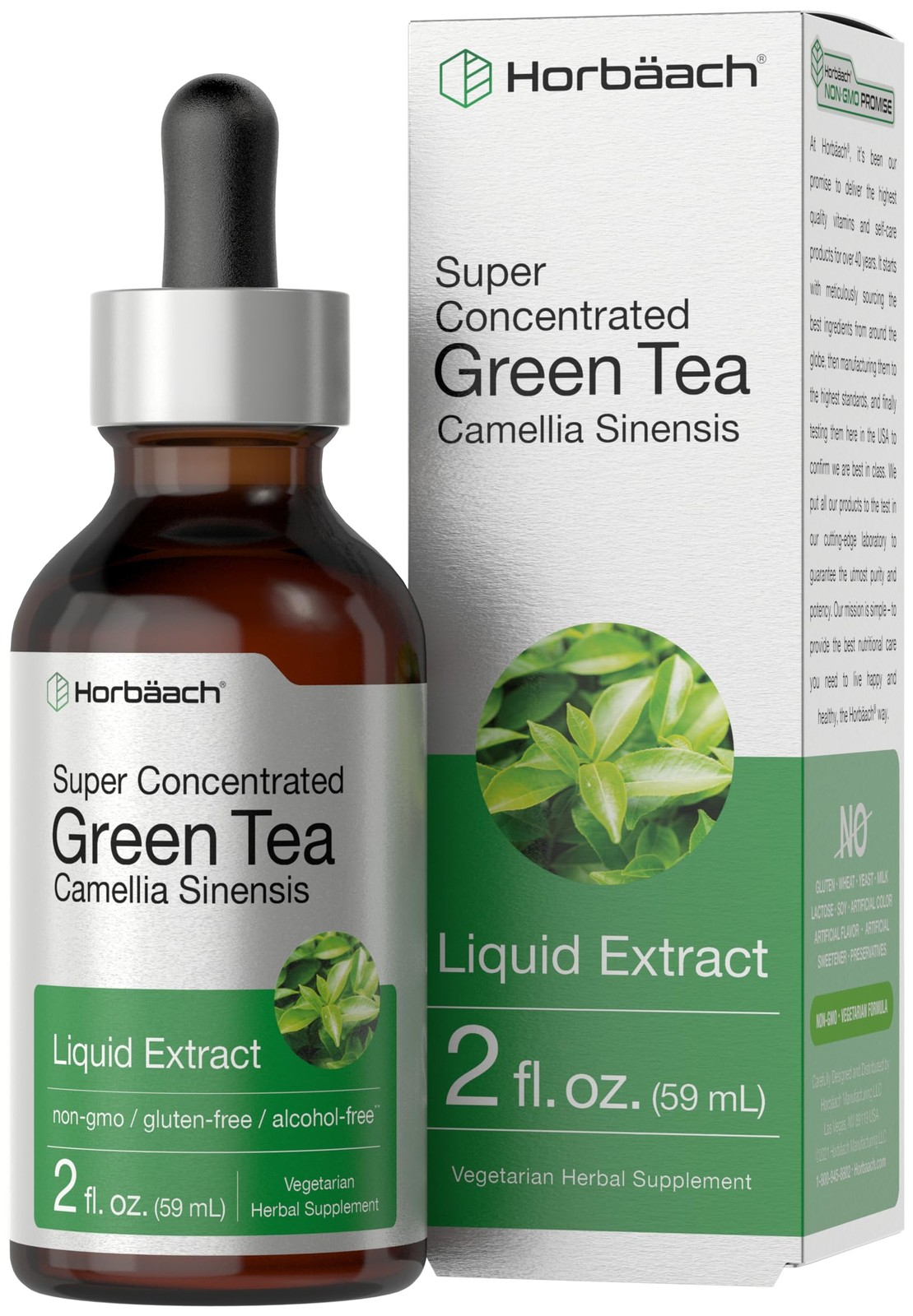 Horbäach Green Tea Extract Liquid Drops | 2 Fl Oz | Herbal Tincture | Alcohol Fr