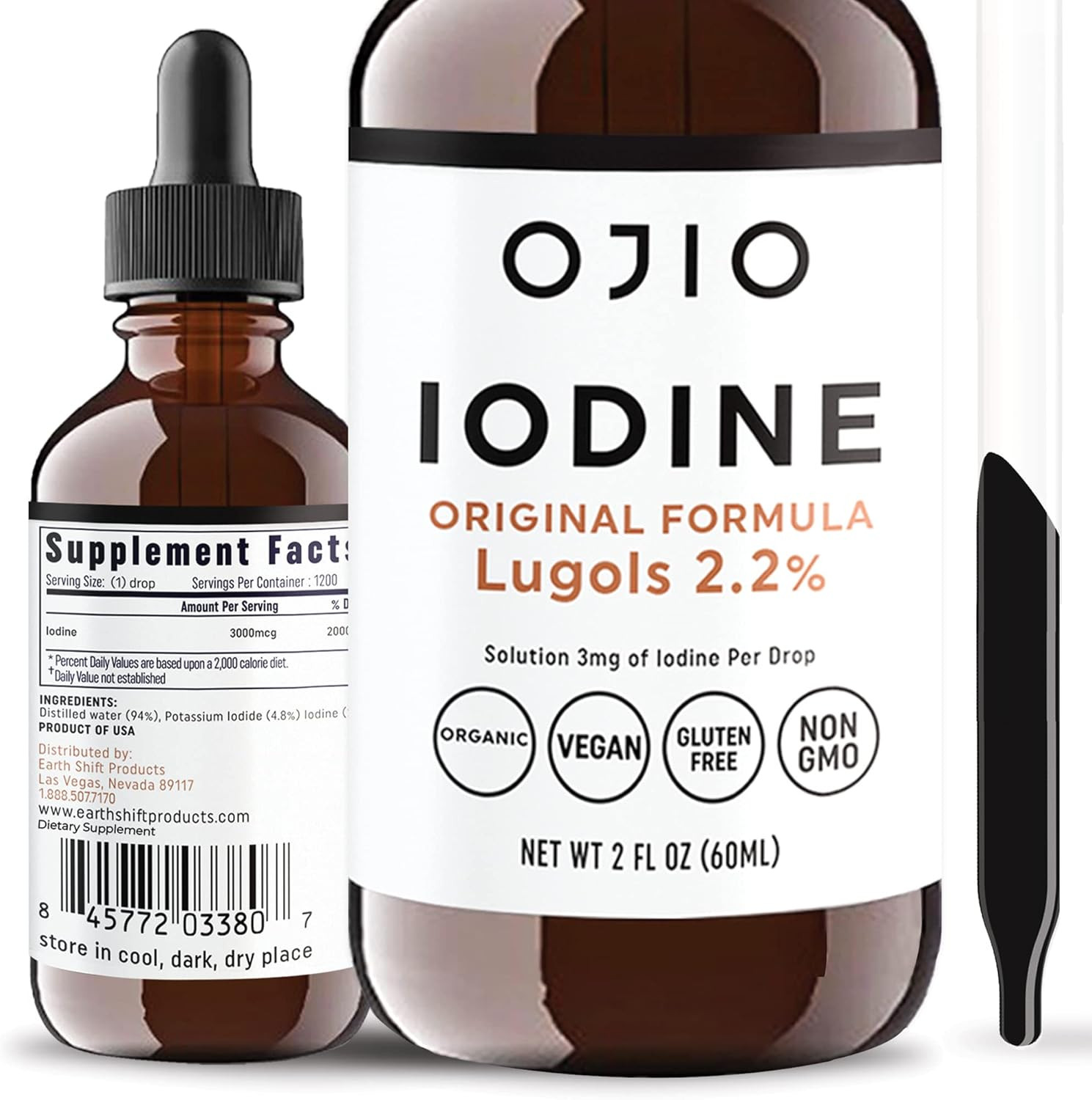 Iodine Solution 2% Liquid Drops High Potency 2oz Oral Supplement Energy Health