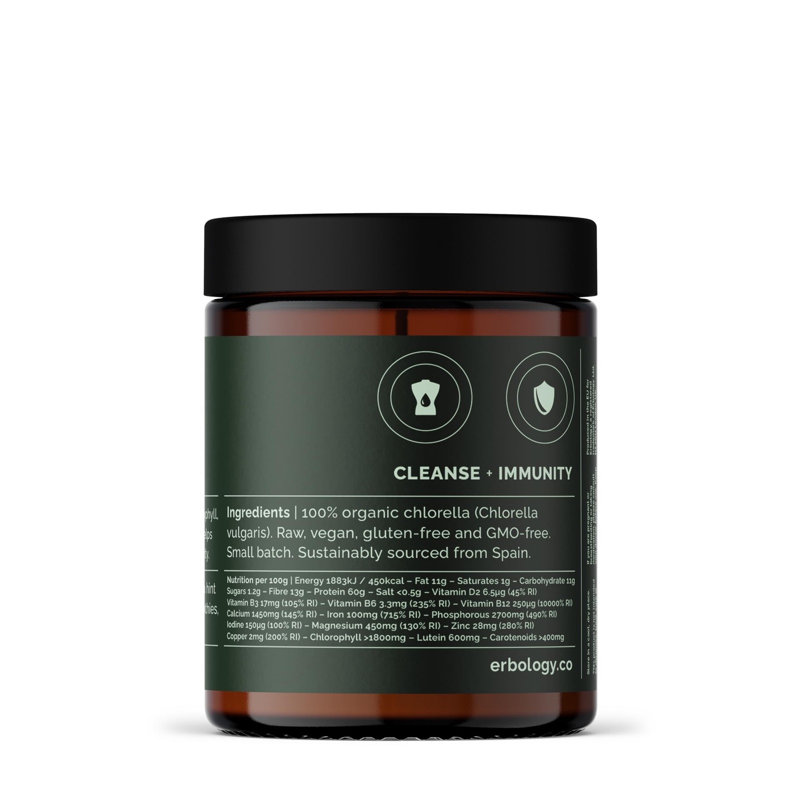 Erbology Organic Chlorella Powder 3.2 oz 45 Servings Sustainably Sourced in…