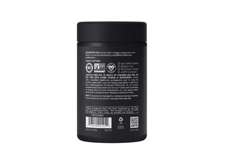 Sports Research Plant Based D3 (5,000 IU) + K2 (100 mcg) 160 Gels