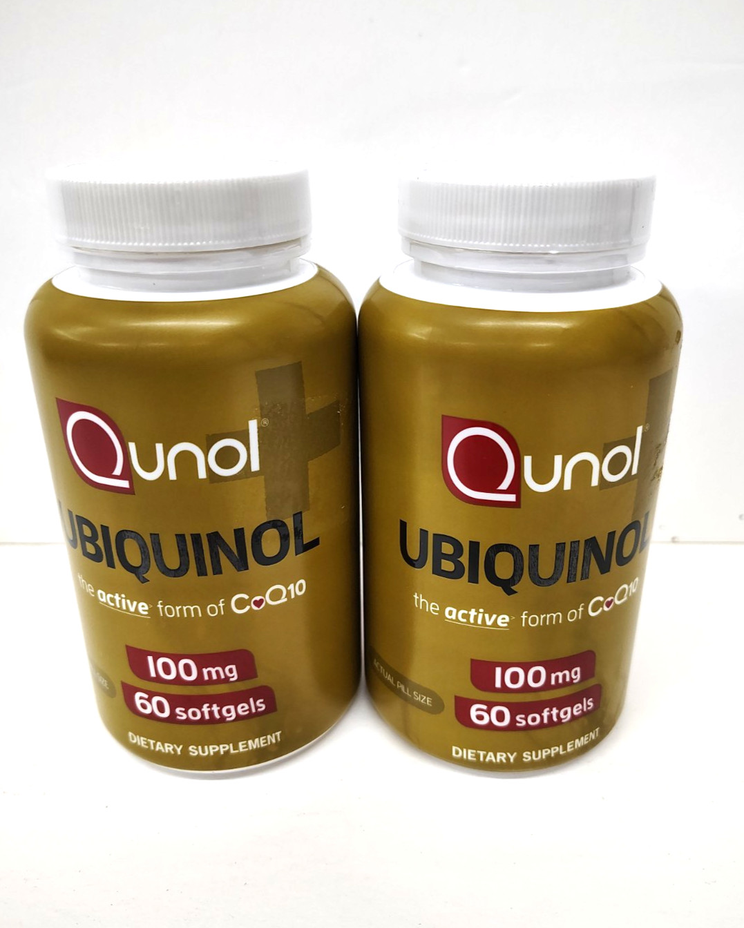 Lot Of 2 Bottles Qunol Ubiquinol 100 mg, 60 Softgels Each (120 Total) Exp 7/2026
