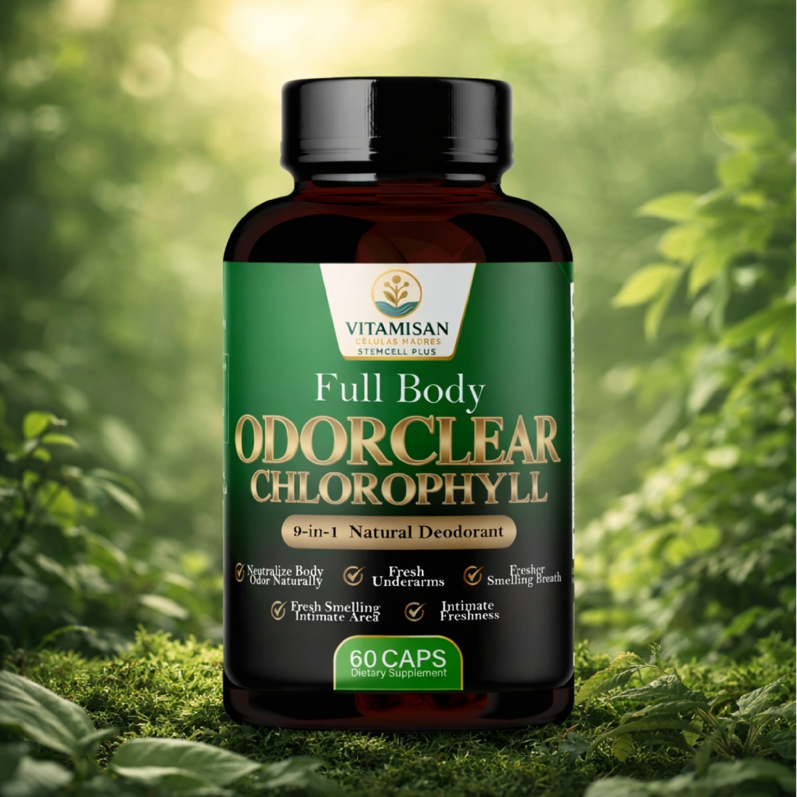 VITAMISAN OdorClear Chlorophyll Capsules – Internal Deodorant – 120 Caps