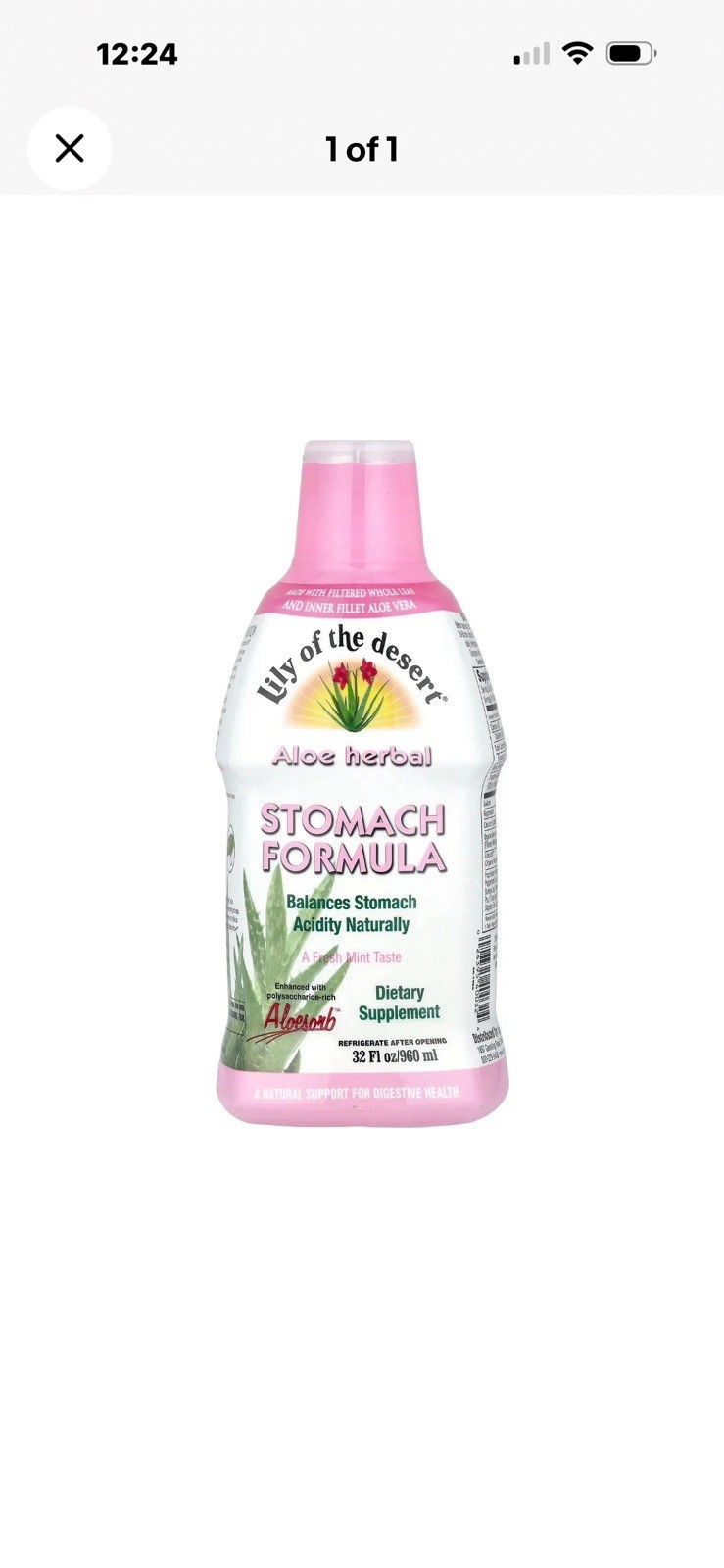 (3x) Aloe Herbal, Stomach Formula, Fresh Mint, 32 fl oz (960 ml) Each FAST SHIP