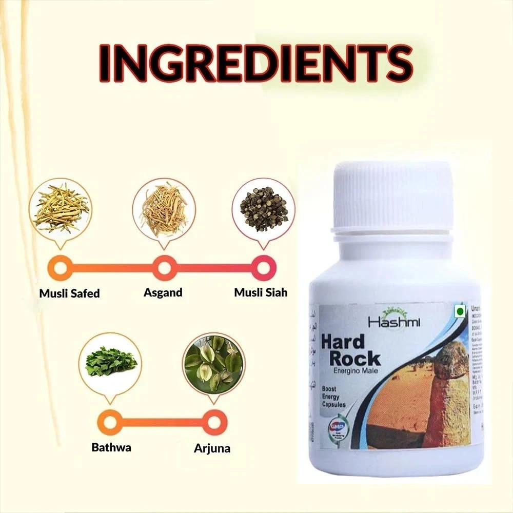 #Hard Rock Herbal Capsules for Men Daily Wellness & Vitality 100% Support XLL