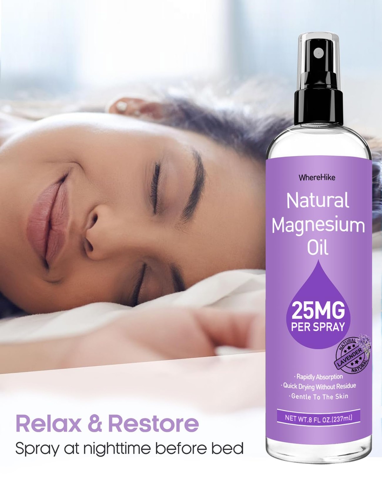 Stilip Magnesium Spray, Pure Oil Spray for 8 Fl Oz (Pack of 1)