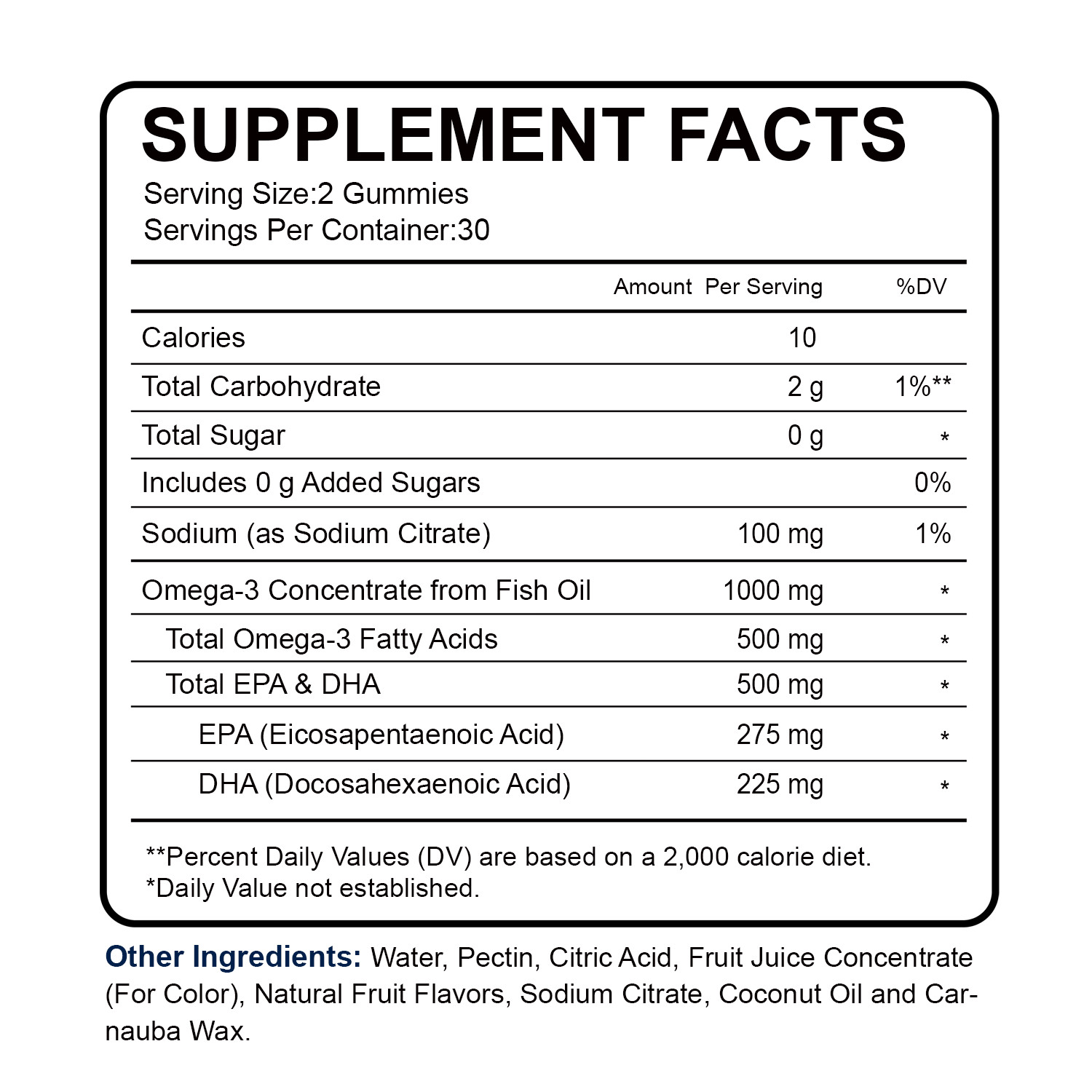 Omega 3 Fish Oil Gummies, Heart Healthy Omega 3 Gummy Supplement DHA & EPA Extra