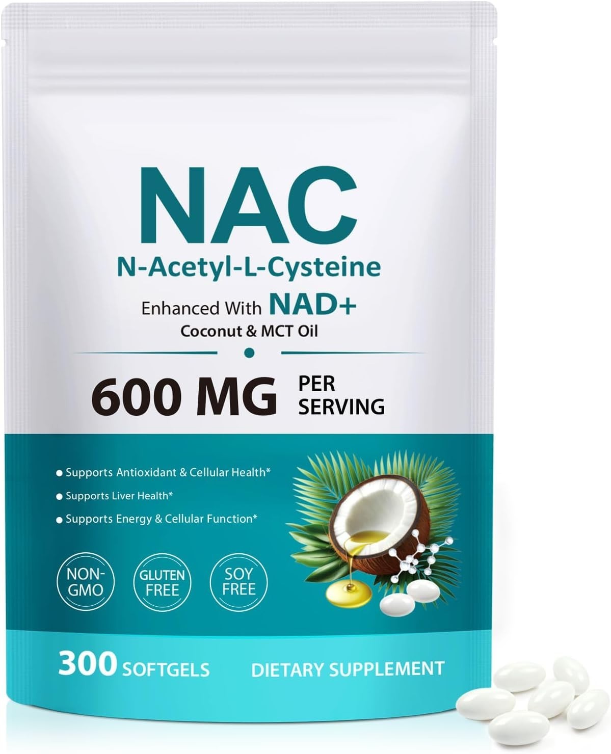 NAC Complex with NAD+ & MCT Oil: Antioxidant & Cellular Support Softgels