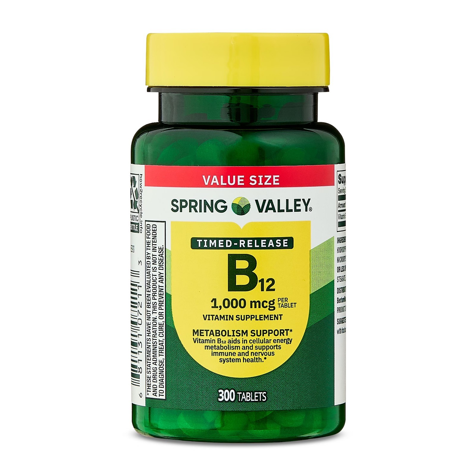 Spring Valley Vitamin B12 1000 Mcg Timed Release Tablets, 300 Count ( 1 PACK )
