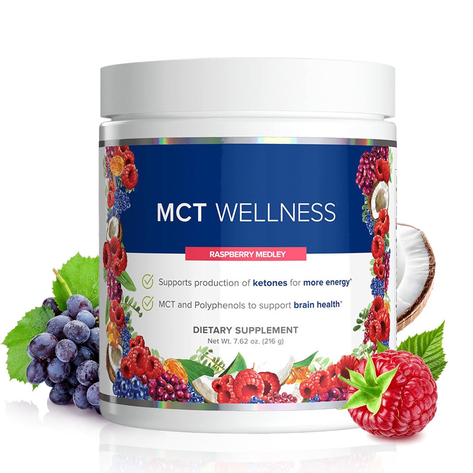 MCT Wellness – Raspberry Flavored Health Powder7.62 Oz – Dietary Supplement