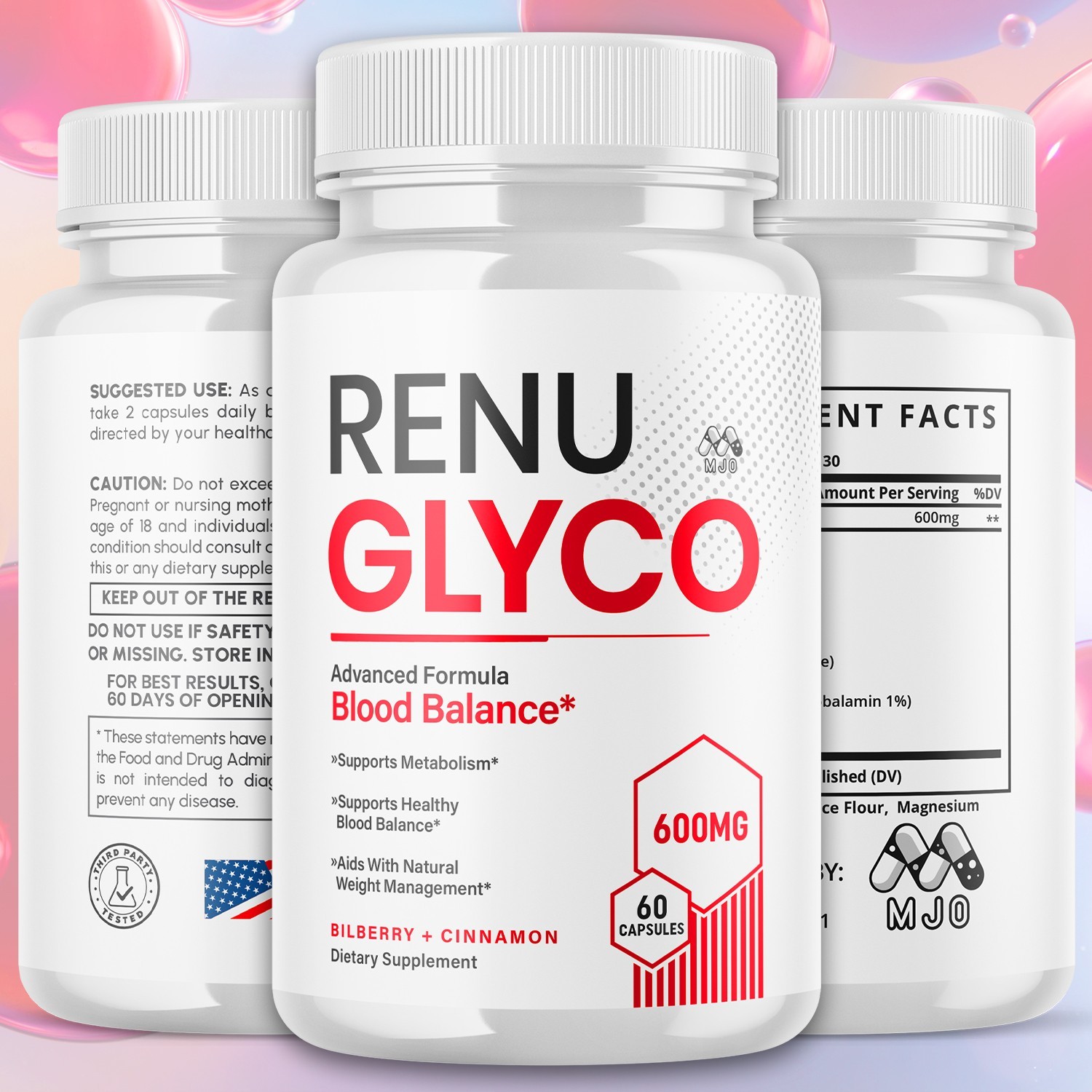 (2 Pack) Renu Glyco Advanced Support Blood Supplement RenuGlyco 120 Capsules