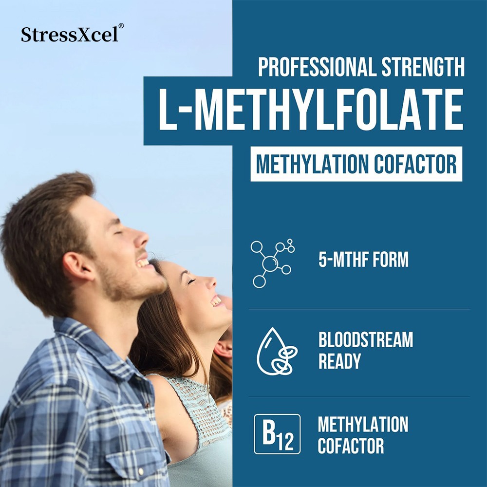 StressXcel L-Methylfolate 15mg, 30/60/120 Caps (5-Methylfolate) – Vegan, Non-GMO