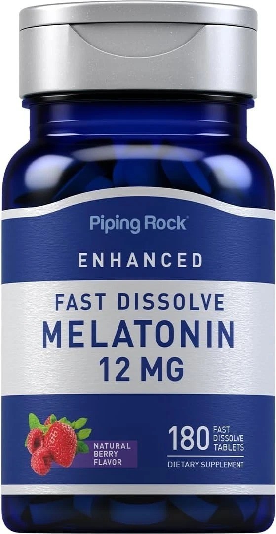 Piping Rock Melatonin 12 mg | 180 Tablets | for better sleep All Nights Non-GMO