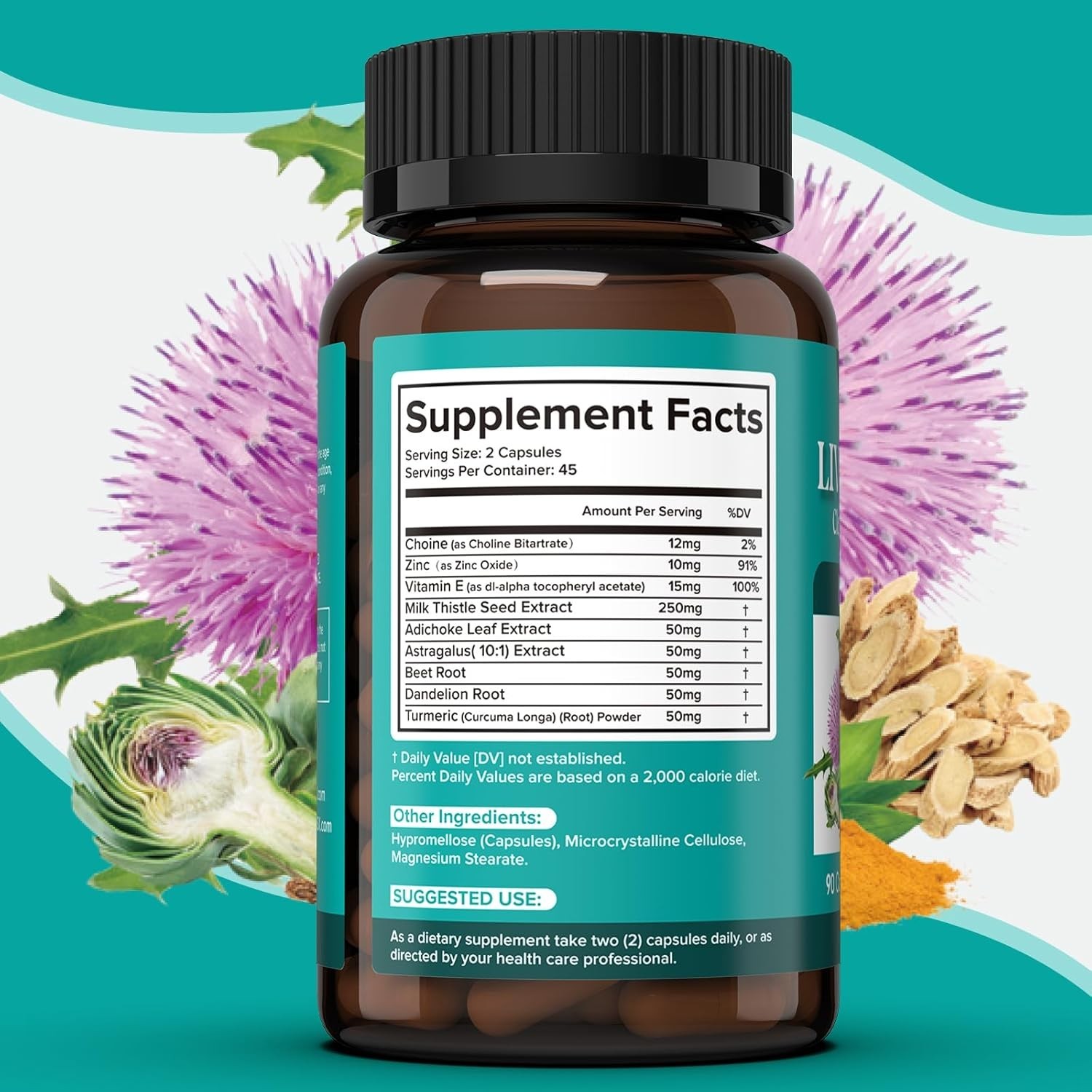 Milk Thistle Supplement – Liver Detox Cleanse Formula Herbal Liver Support 90ct.