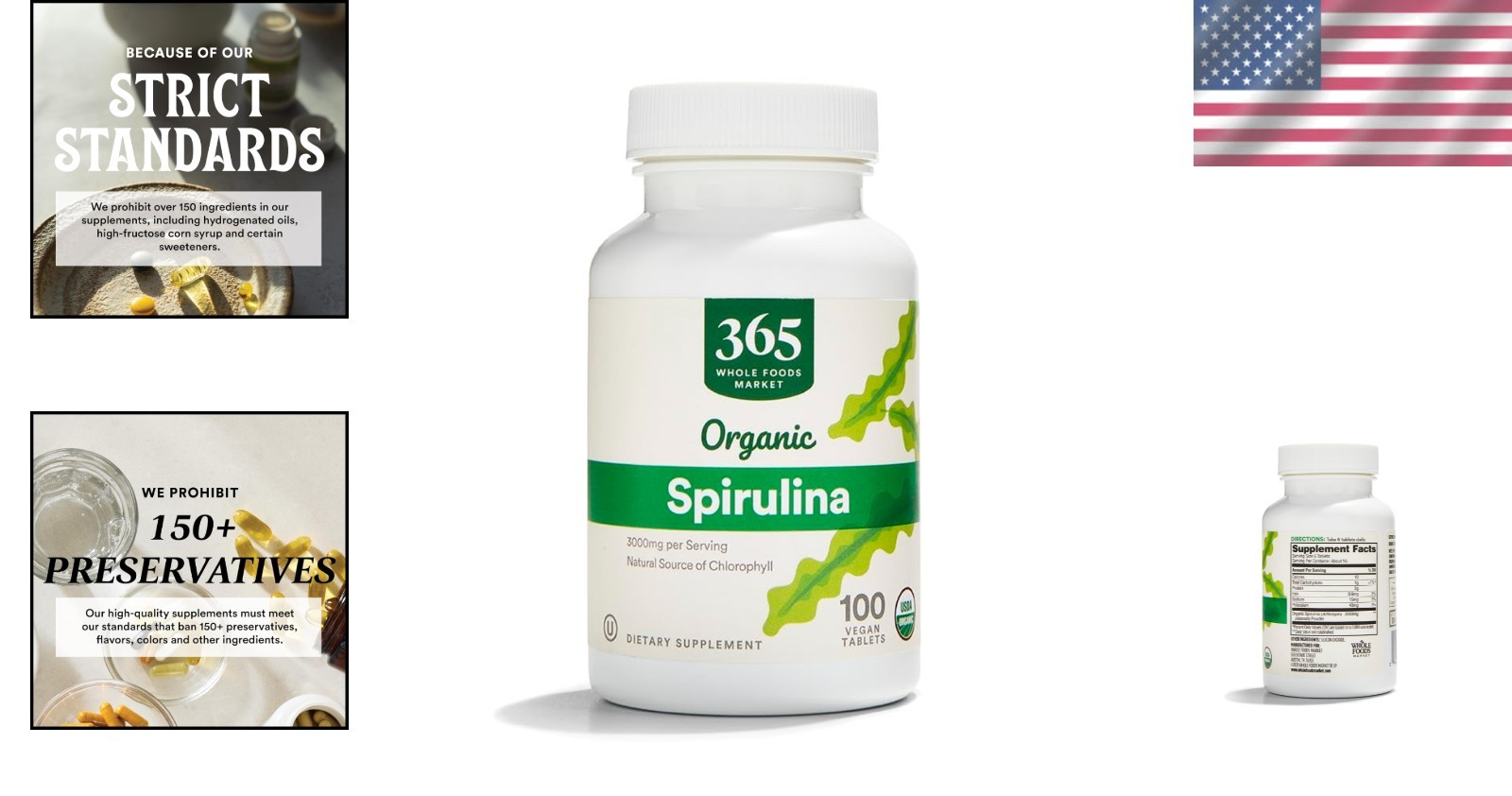 100 Count Spirulina 500mg – Source of Chlorophyll & Energy Boost