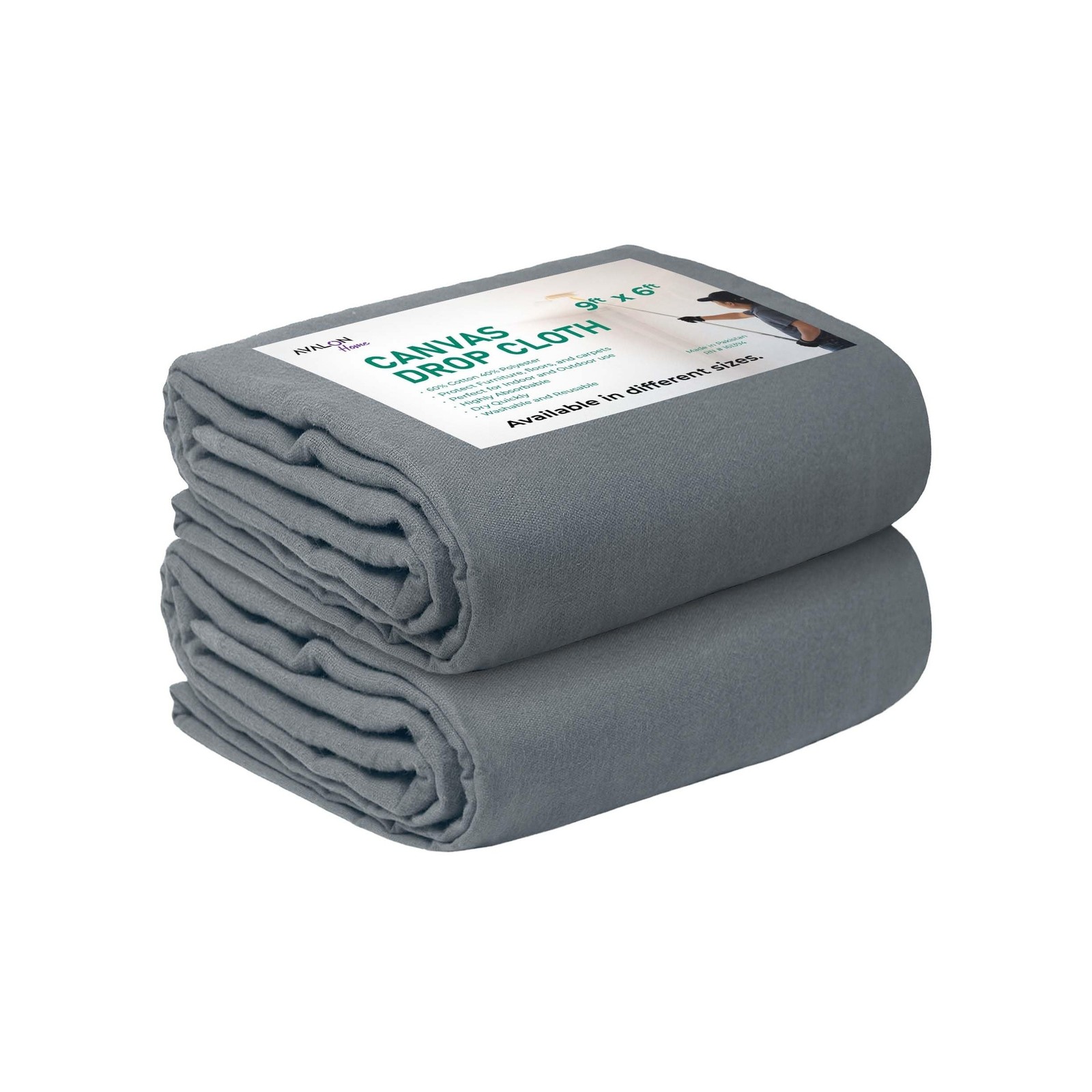 Canvas Drop Cloth for Painting 9×6 feet Pack of 2-8oz Painters … FAST USA SHIP