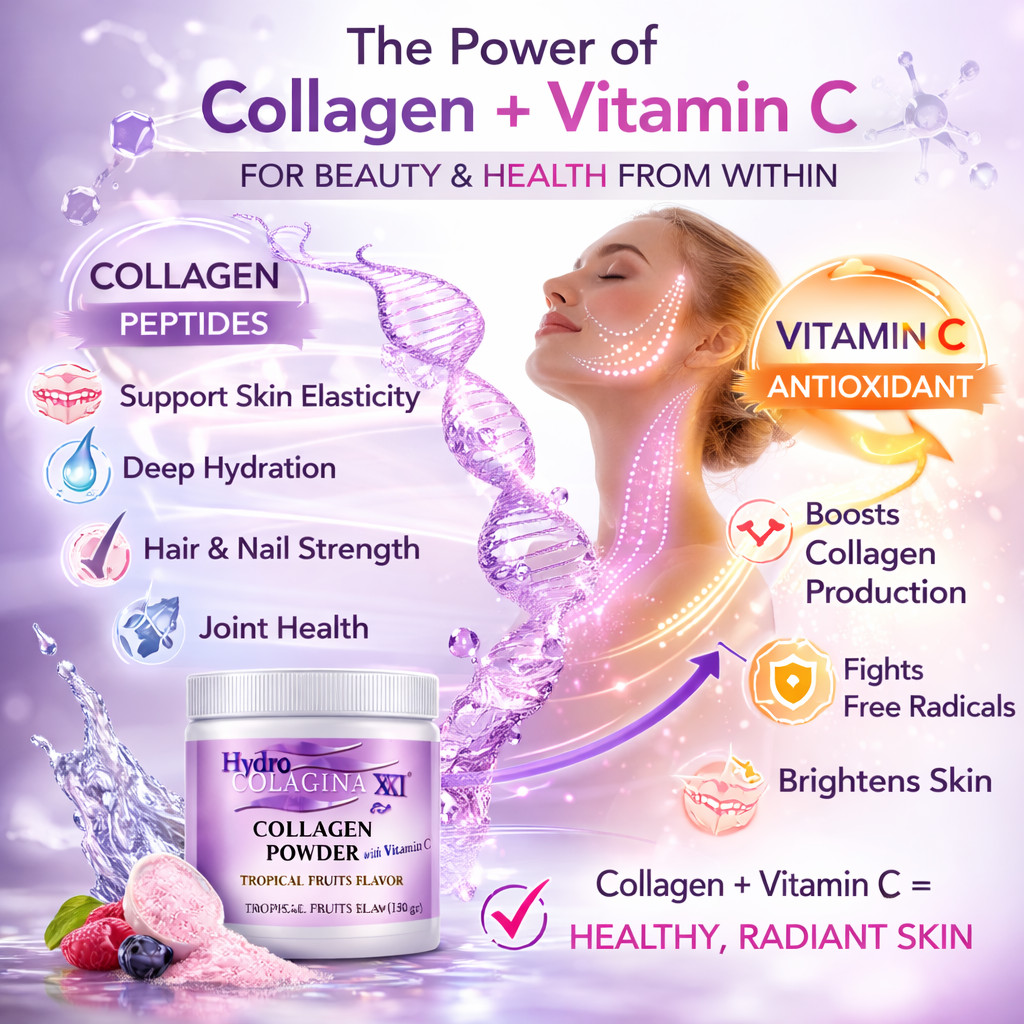 3 Pack Collagen Powder with Vitamin C Tropical Flavor Beauty Drink Mix