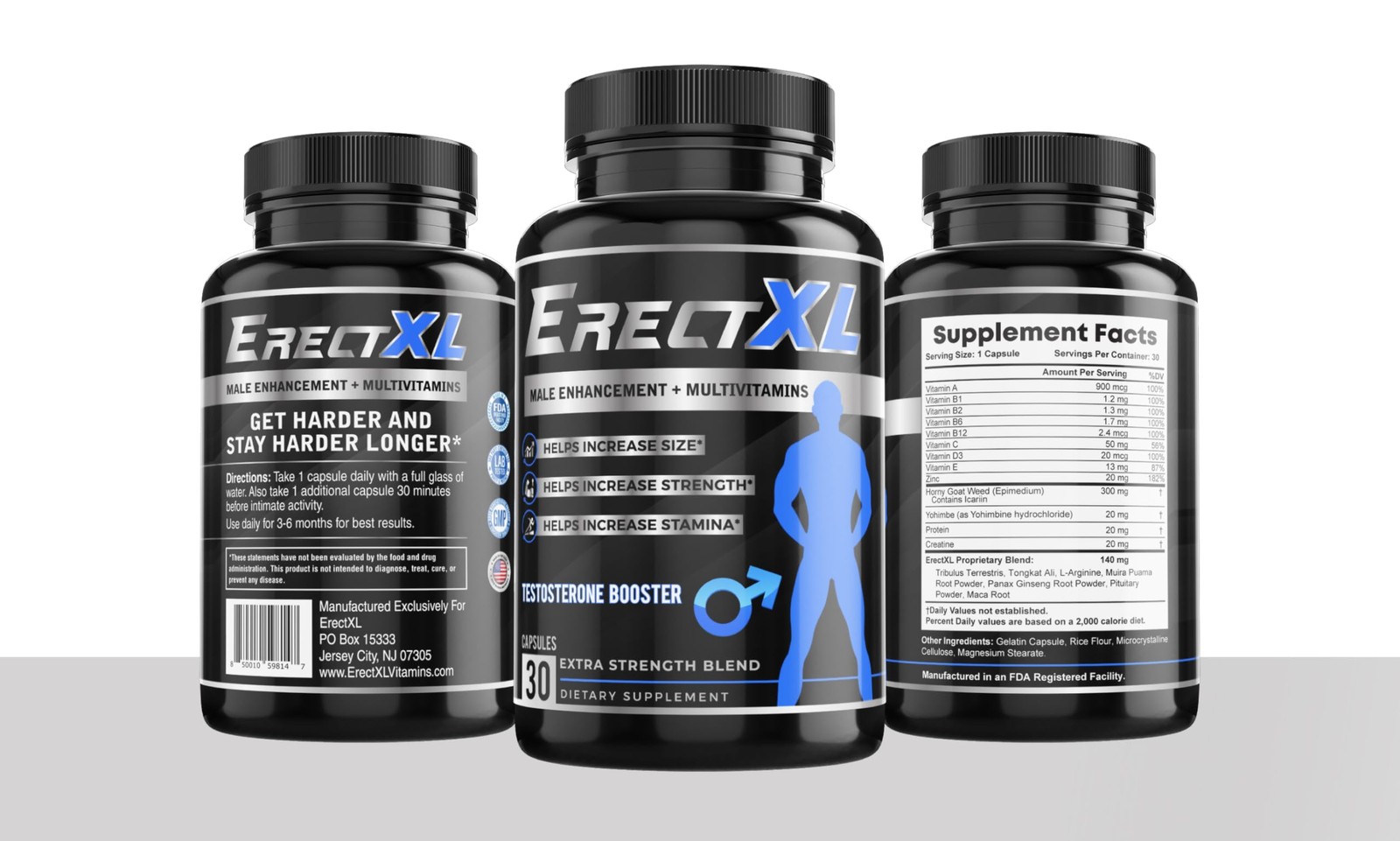 ErectXL Male Performance + MULTIVITAMIN – Increase Size, 30 Count (Pack of 1)