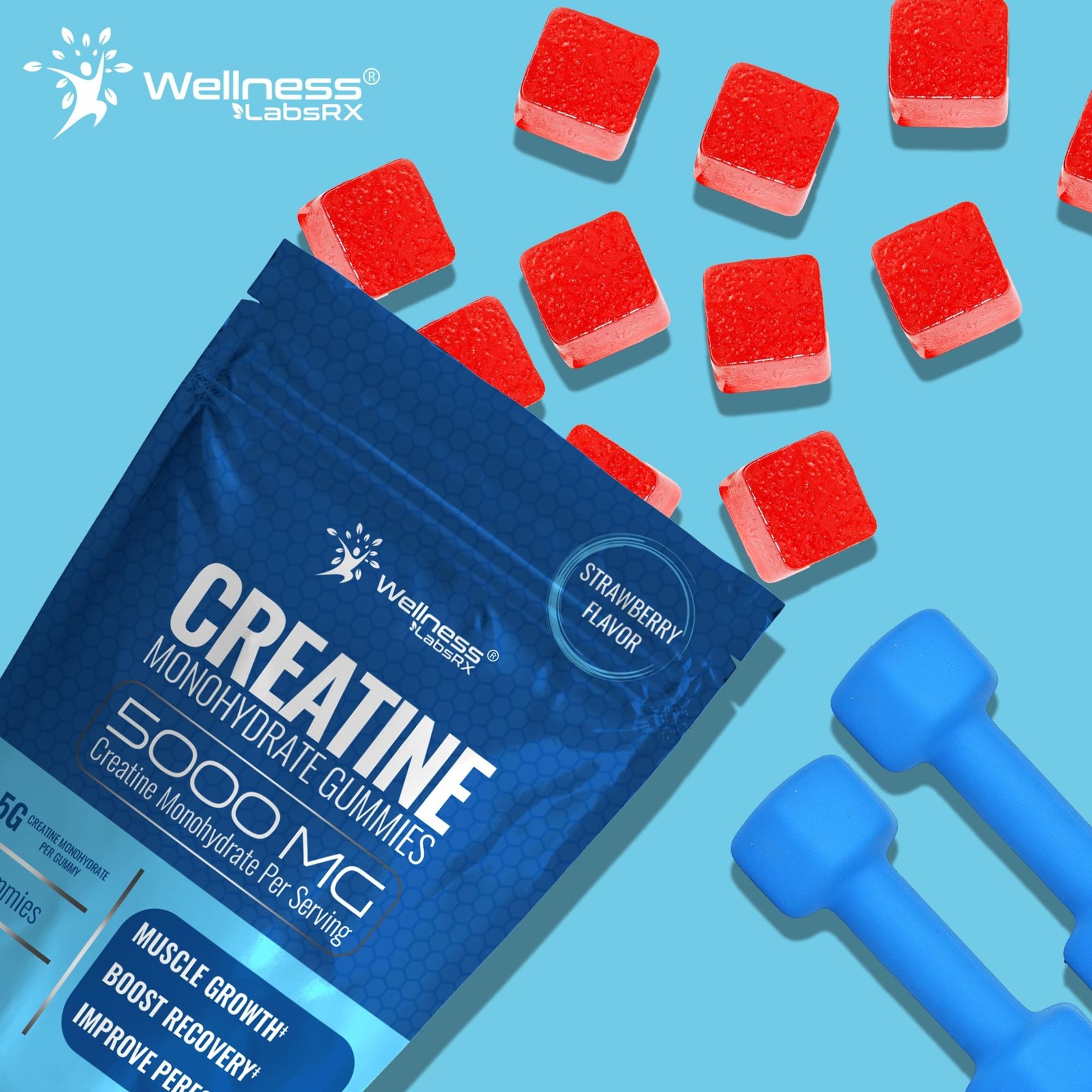 Creatine Gummies for Women & Men, Creatine Monohydrate Gummies, Strawberry | …