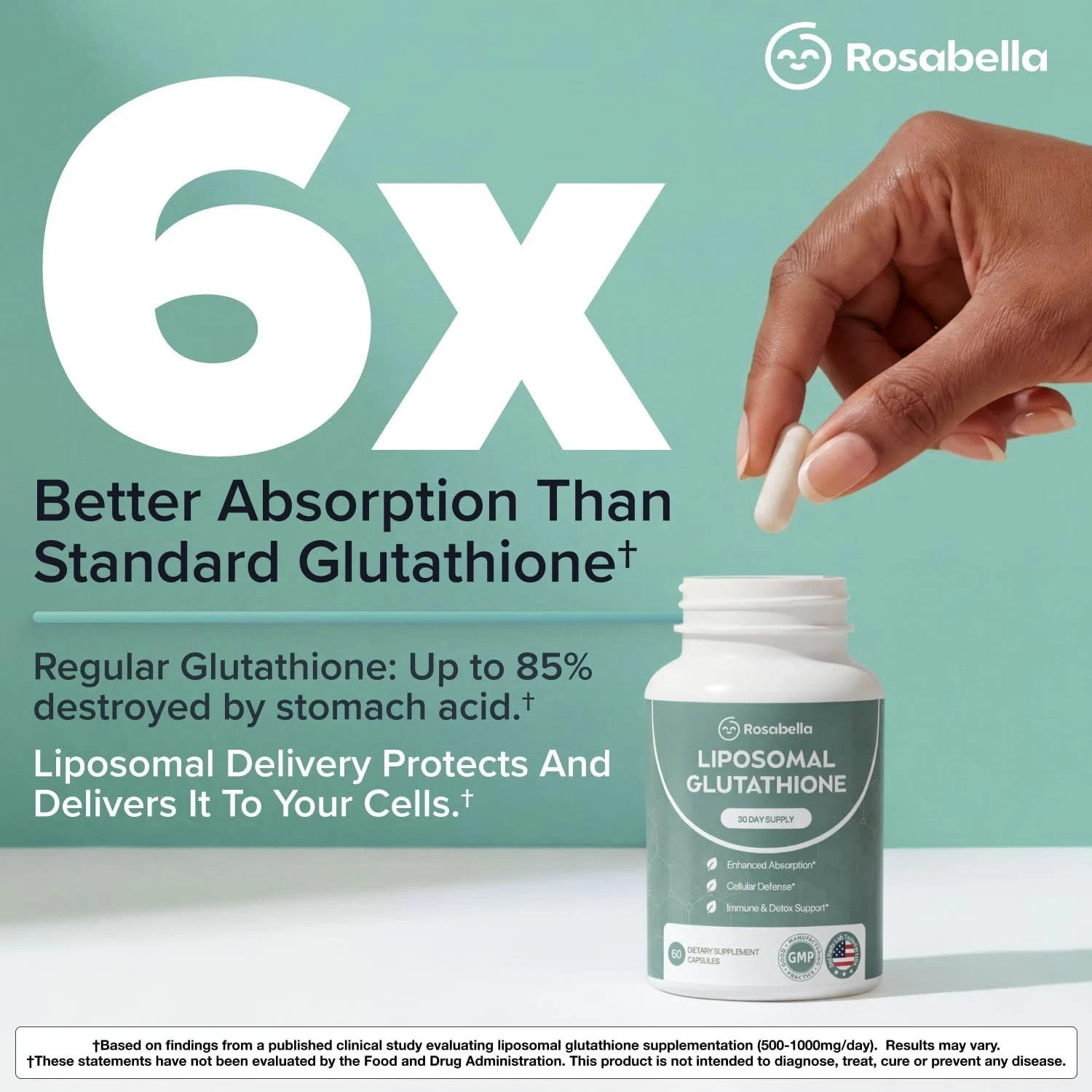 3X Liposomal Glutathione 500Mg High Absorption Glutathione Supplement Antioxidan