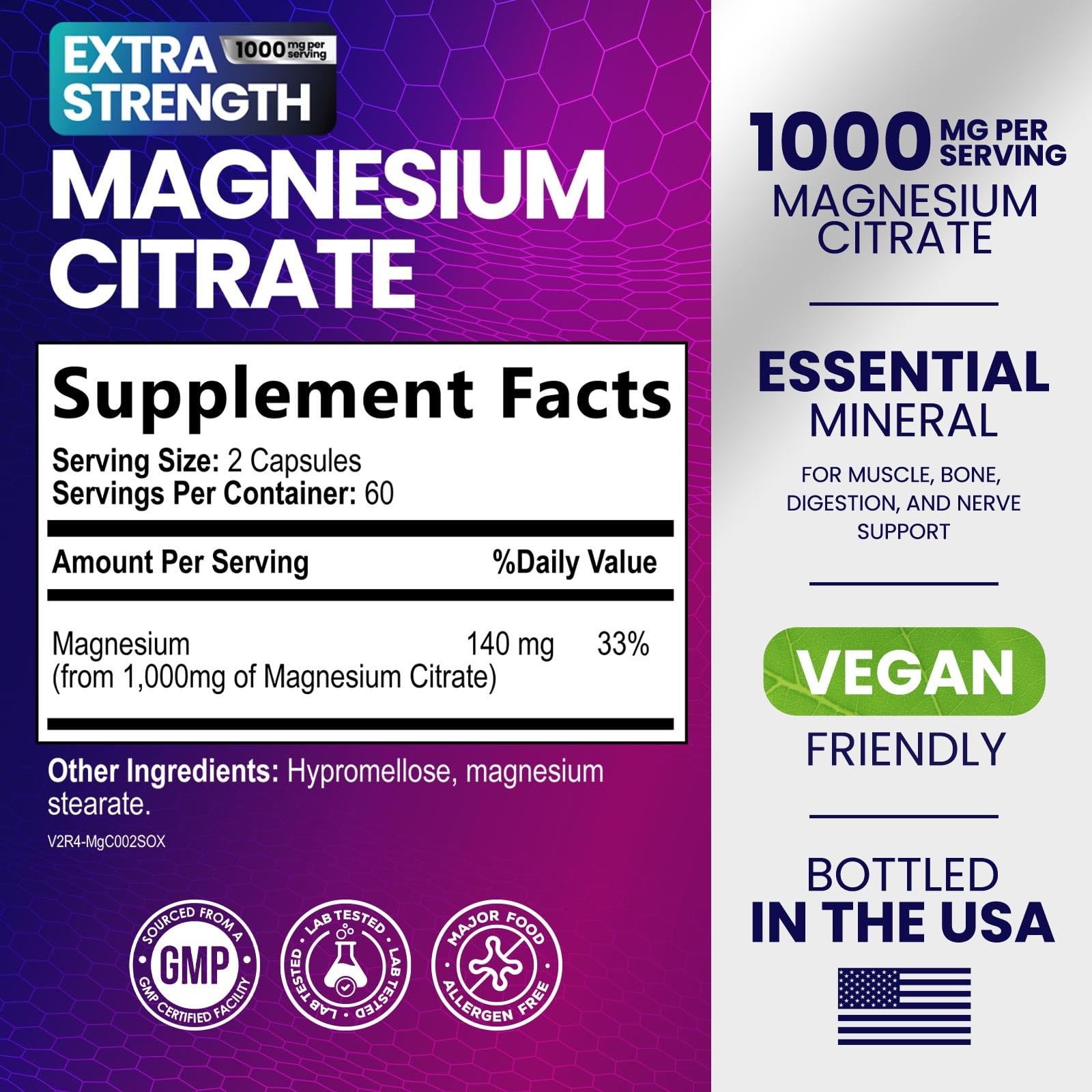 Magnesium Citrate 1000mg Per Serving – 3X Strength 120 Count (Pack of 1)