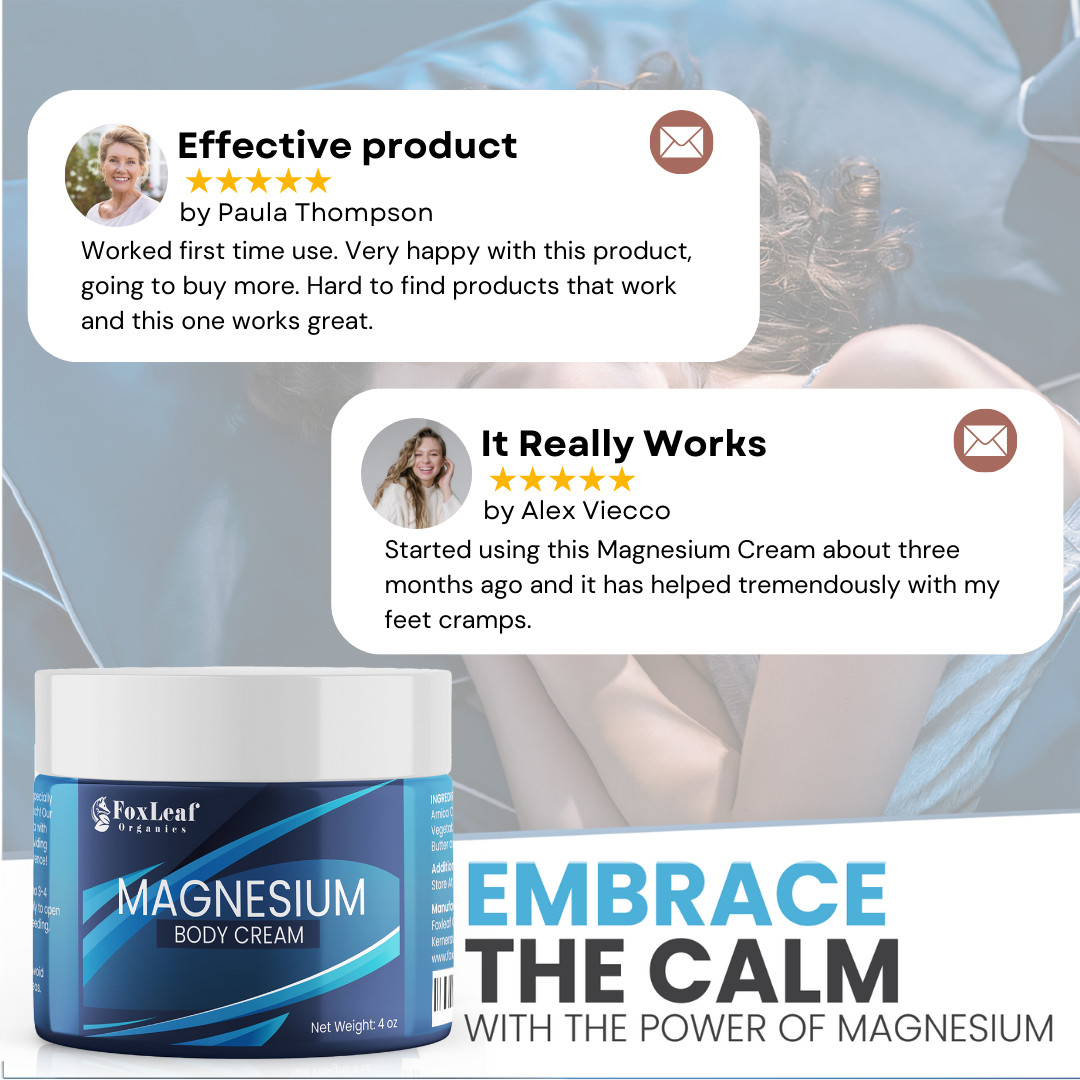 Magnesium Cream – Support for Sleep, Leg Cramps, Joints, & Muscle Soreness