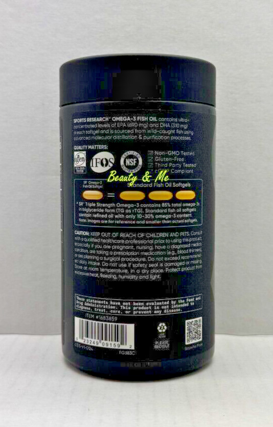Sports Research Triple Strength Omega-3 Fish Oil 150 Softgels