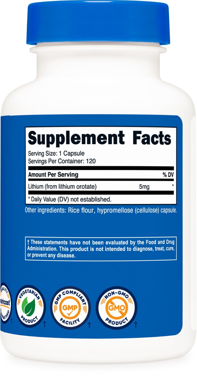 Nutricost Lithium Orotate 5mg, 120 Capsules – Non-GMO, Gluten Free