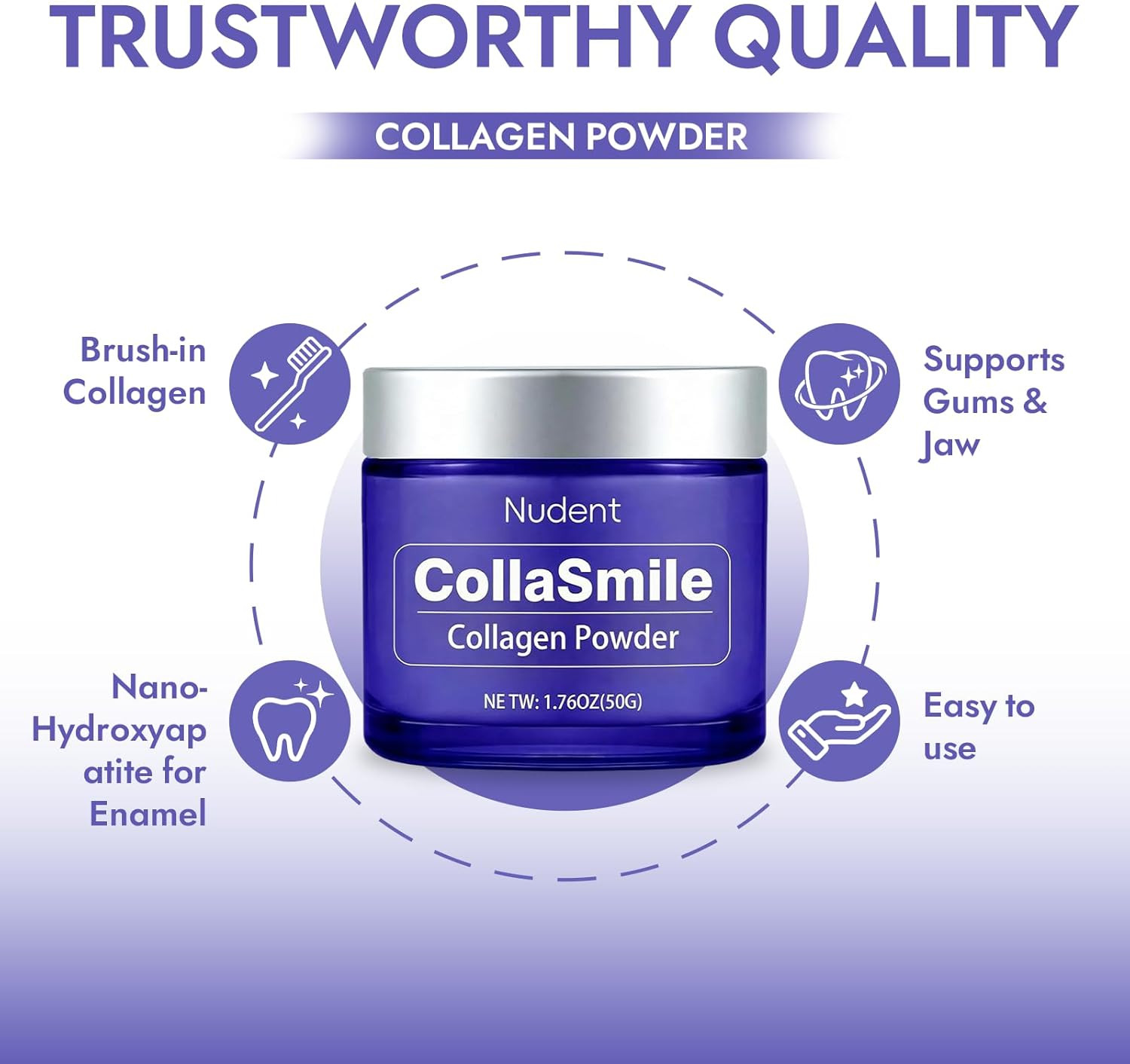 Nudent Collasmile Collagen Tooth Powder with Hydroxyapatite – Enamel Strengtheni