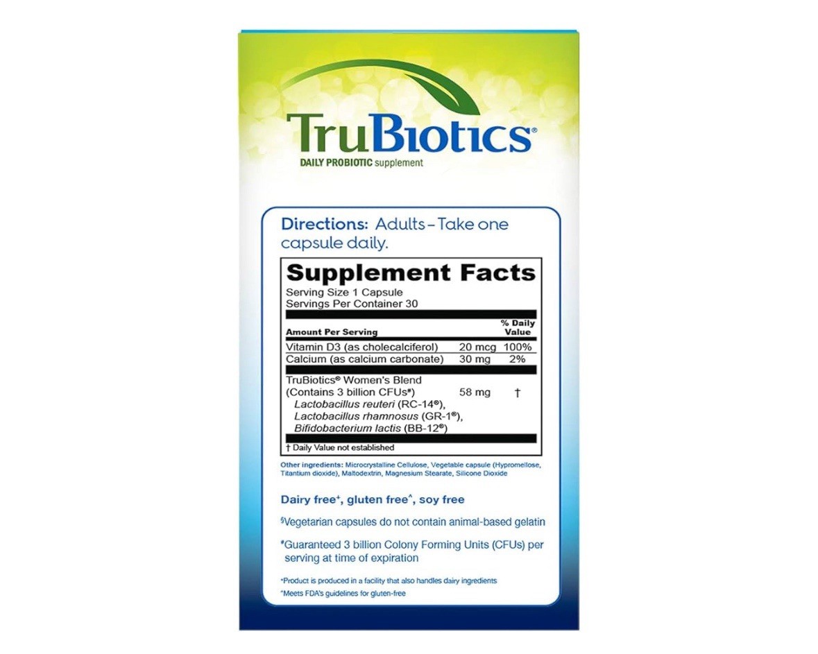 TruBiotics Women’s Probiotics 30 Count Gut Vaginal Health Immune Bone Support