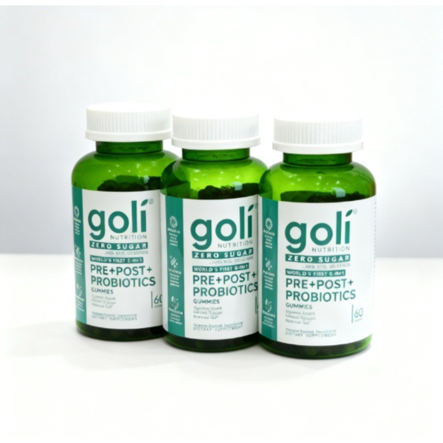 3 Pack Goli Zero Sugar 3-in-1 PRE+POST+Probiotics Gummies 60 Count++*/–