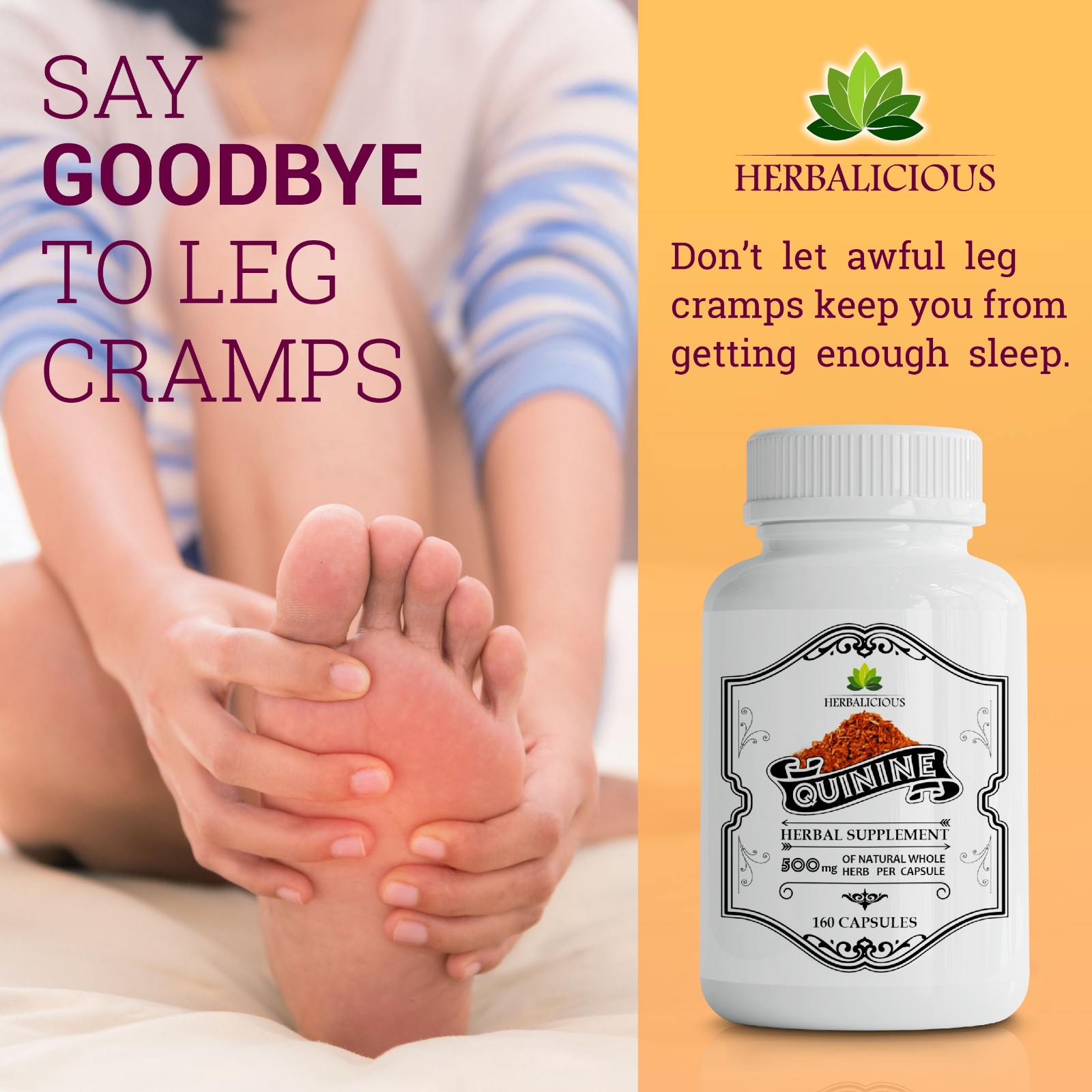Quinine 160 Capsules Leg Cramp Relief & Digestive Health – Cinchona Officinalis